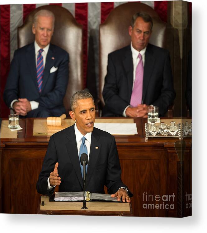 President Canvas Print featuring the photograph Barack Obama 2015 Sotu Address by Science Source