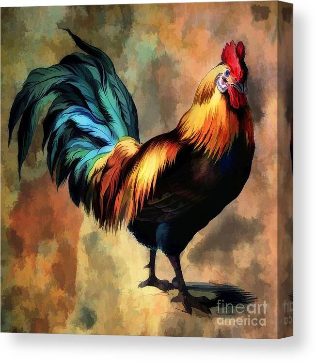 Bird Canvas Print featuring the photograph Barnyard Rooster by Elaine Manley