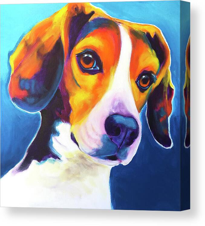 Pet Portrait Canvas Print featuring the painting Beagle - Martin by Dawg Painter