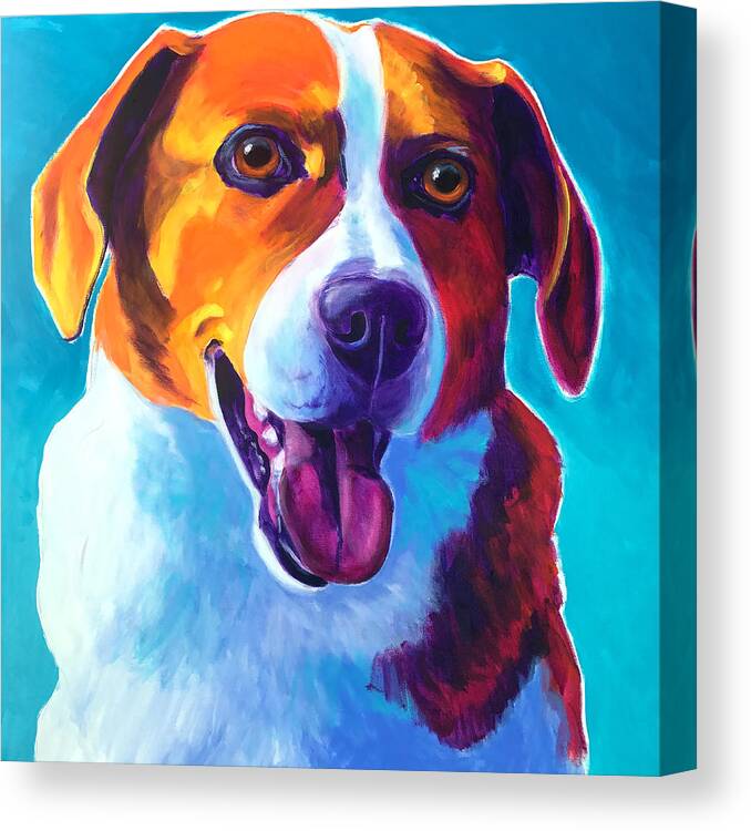 Pet Portrait Canvas Print featuring the painting Beagle - Penny by Dawg Painter
