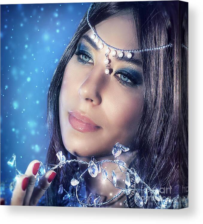 Accessories Canvas Print featuring the photograph Beautiful princess portrait by Anna Om