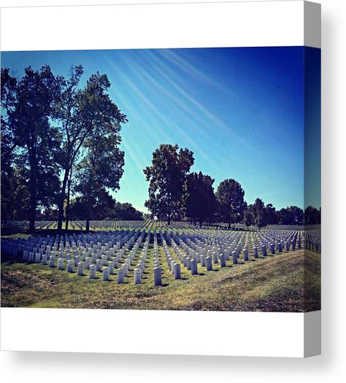 Airforce Canvas Print featuring the photograph Beautiful Sunrays Over The Gravesites by Amanda Breidenbach