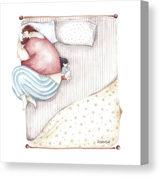 Illustration Canvas Print featuring the painting Bed. King size. by Soosh