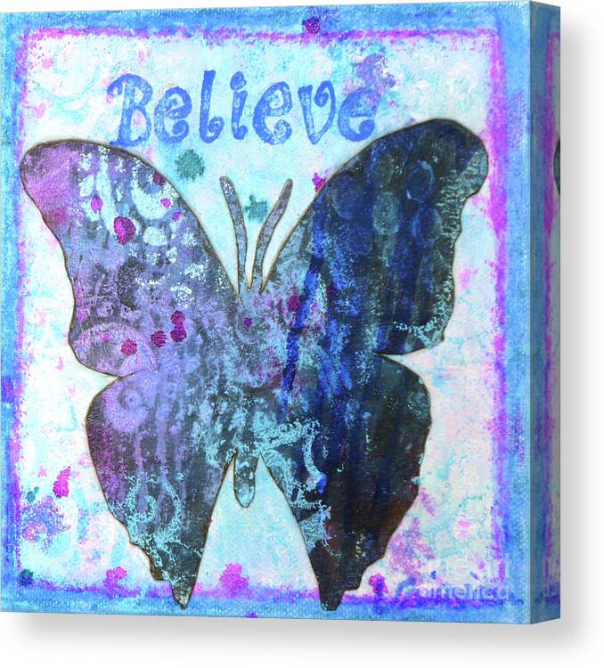 Butterfly Canvas Print featuring the painting Believe Butterfly by Lisa Crisman