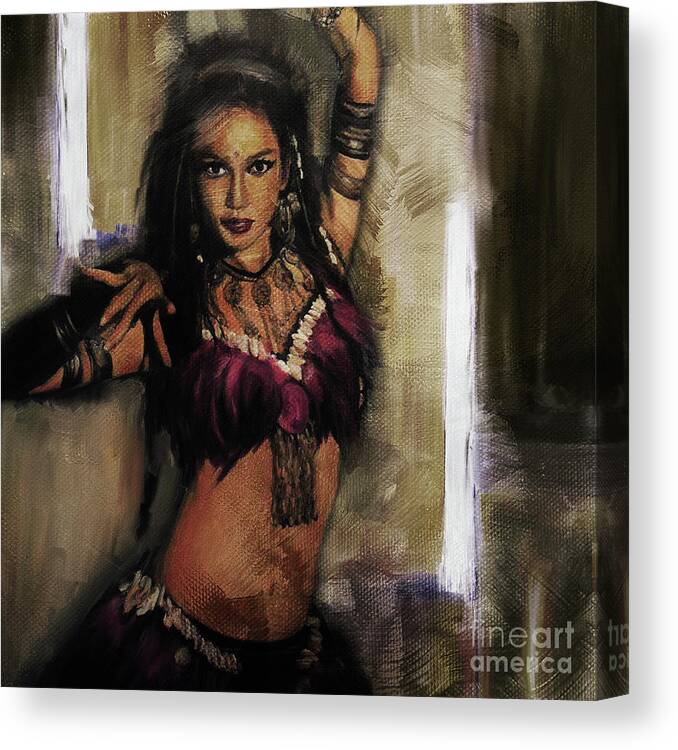 Arabianbelly Dance Canvas Print featuring the painting Belly Dancer art 091 by Gull G