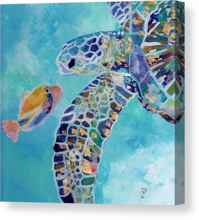 Turtle Canvas Print featuring the painting Best Friends by Marionette Taboniar