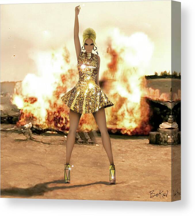 Beyonce Canvas Print featuring the digital art Beyonce - Run The World Girls 4 by Bo Kev