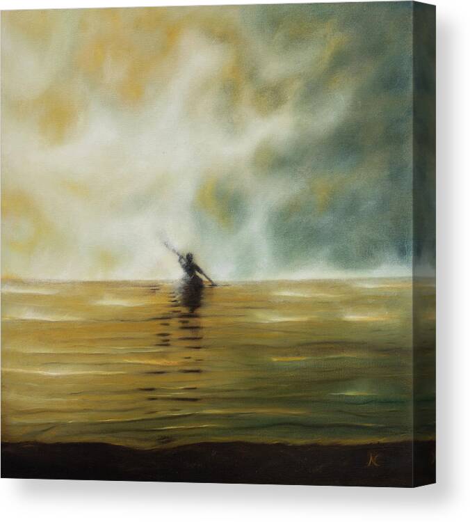 Kayak Canvas Print featuring the painting Beyond The Veil by Neslihan Ergul Colley