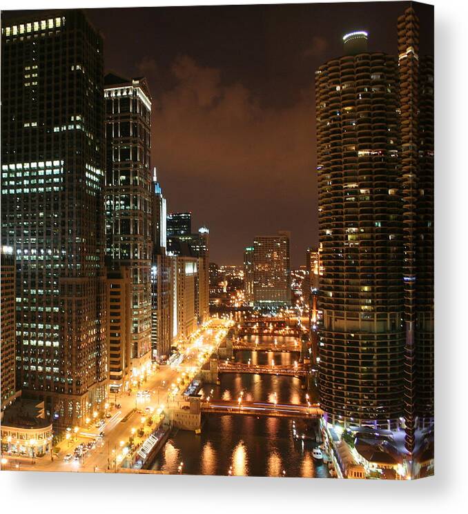 Cityscape Canvas Print featuring the photograph Big City Lights by Julie Lueders 