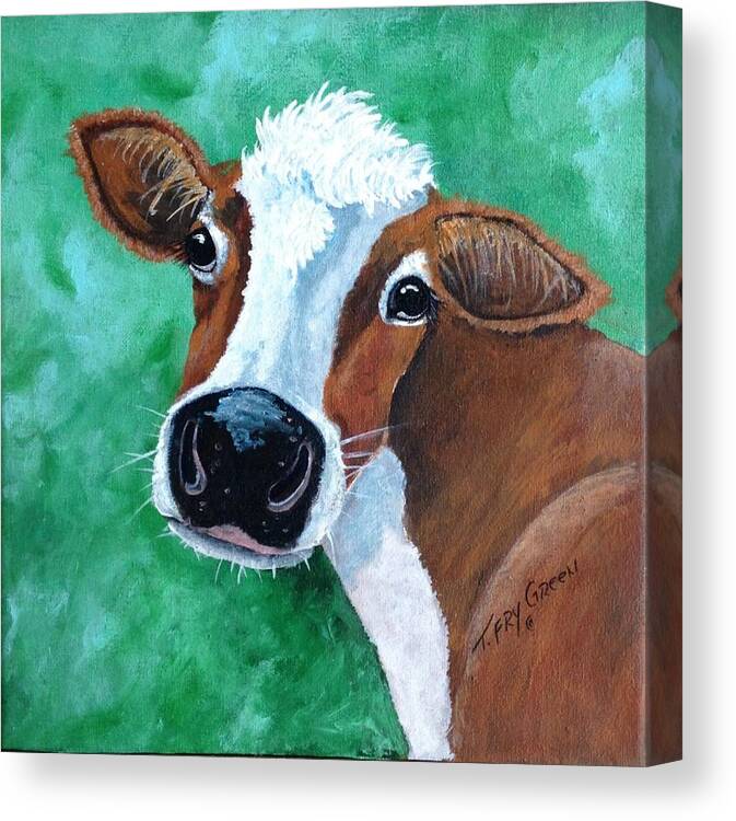 Cow Art Canvas Print featuring the painting Big Nose Kate by Teresa Fry