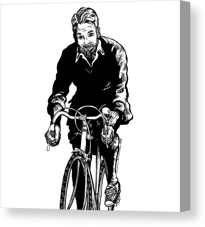 Drawing Canvas Print featuring the drawing Bike Rider by Karl Addison