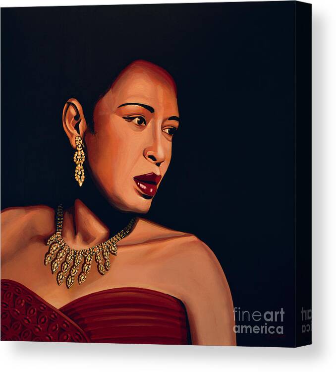 Billie Holiday Canvas Print featuring the painting Billie Holiday by Paul Meijering