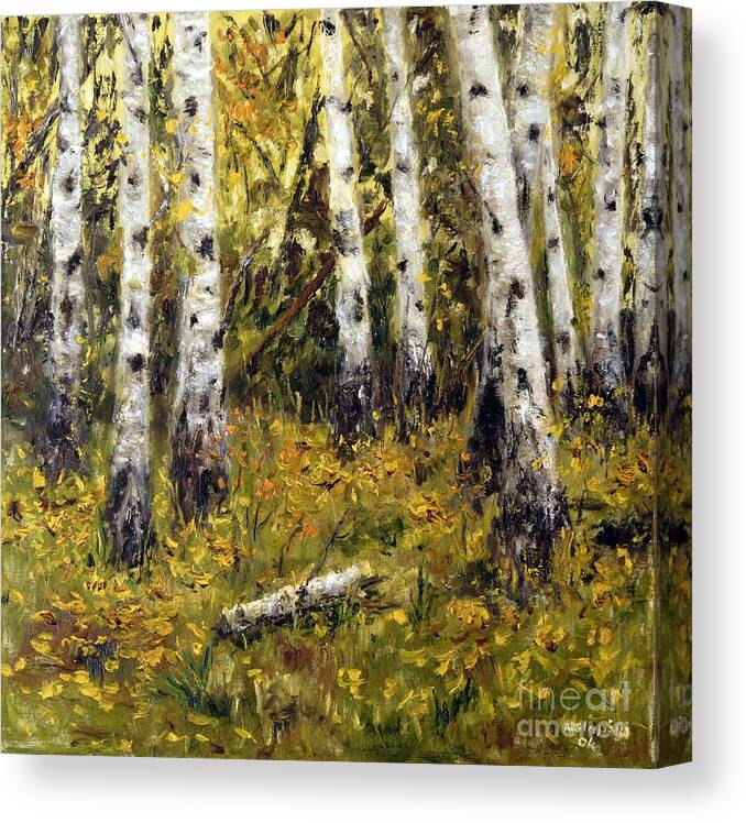 Landscape Canvas Print featuring the painting Birches by Arturas Slapsys