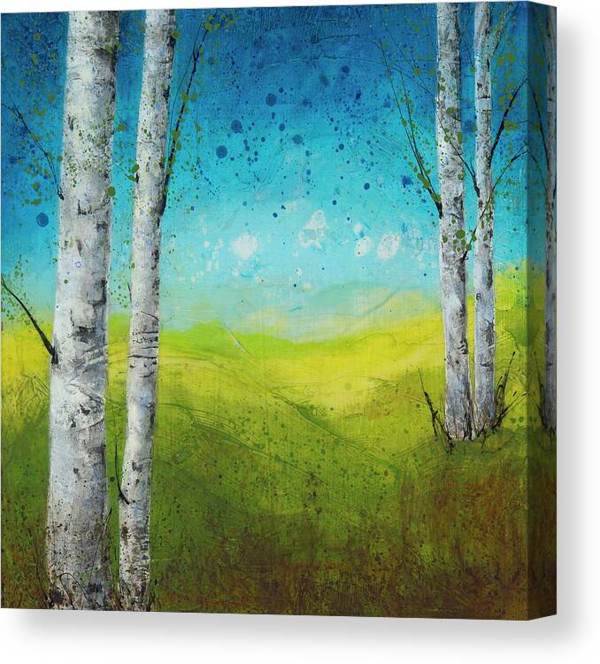 Acrylic Canvas Print featuring the painting Birches In Green by Brenda O'Quin