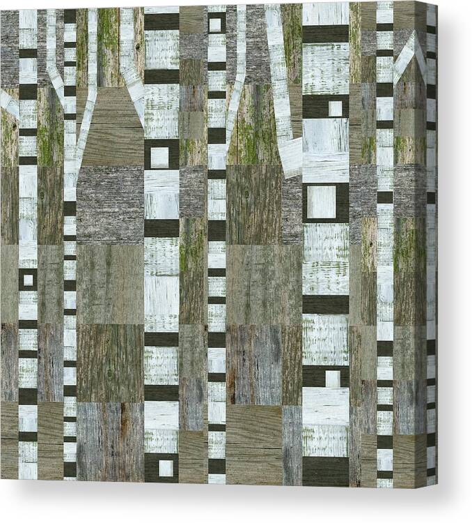 Stripes Canvas Print featuring the digital art Birches with Wooden Background by Michelle Calkins