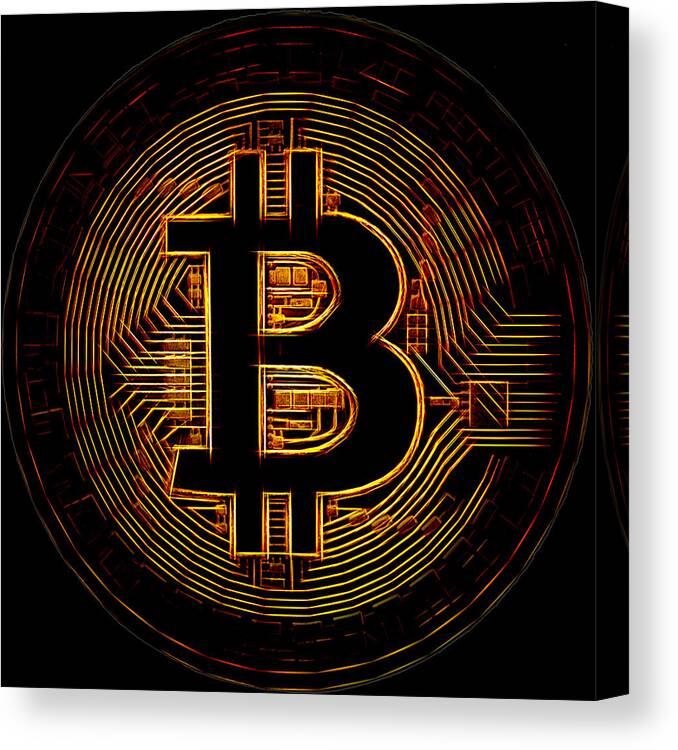 Bitcoin Canvas Print featuring the digital art Bitcoin by Kaylee Mason