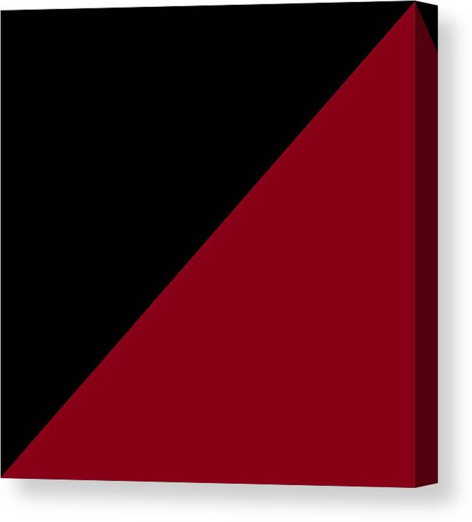 Black Canvas Print featuring the digital art Black and Burgundy Triangles by Marianna Mills