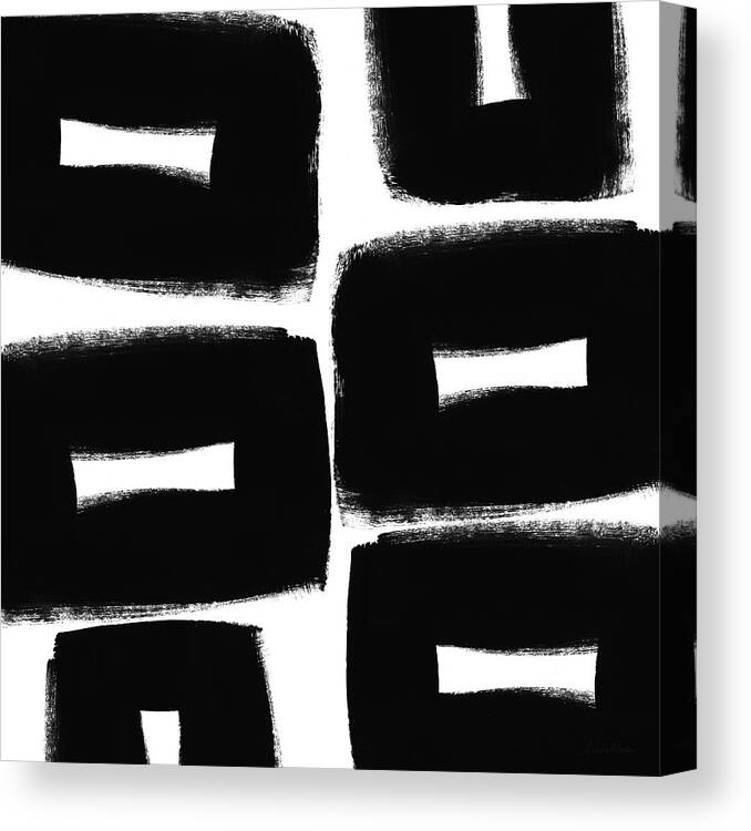 Black And White Abstract Painting Canvas Print featuring the painting Black and White Abstract- abstract painting by Linda Woods