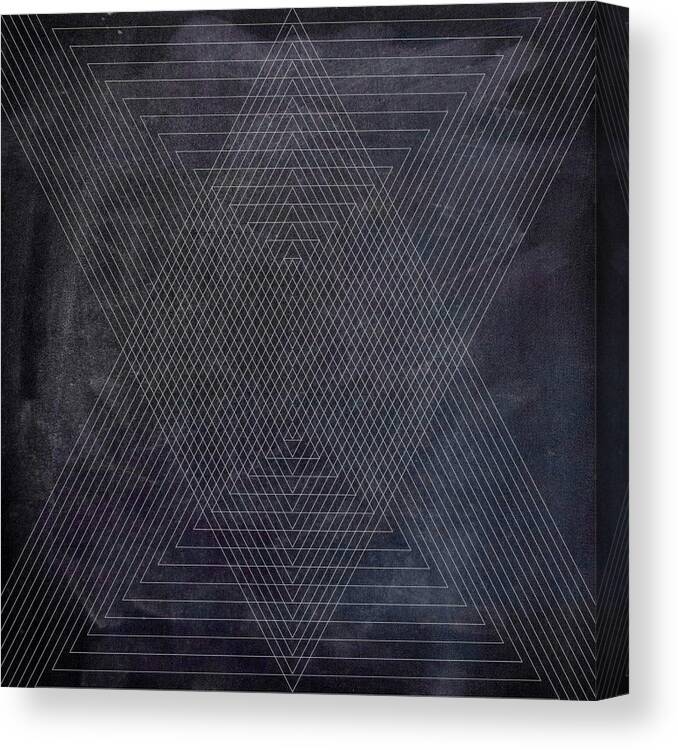 Brandi Fitzgerald Canvas Print featuring the digital art Black and White Triangular Line Art by Brandi Fitzgerald