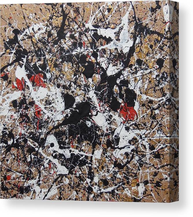 Abstract Canvas Print featuring the painting Black and White with Red and Gold by Robert Chambers