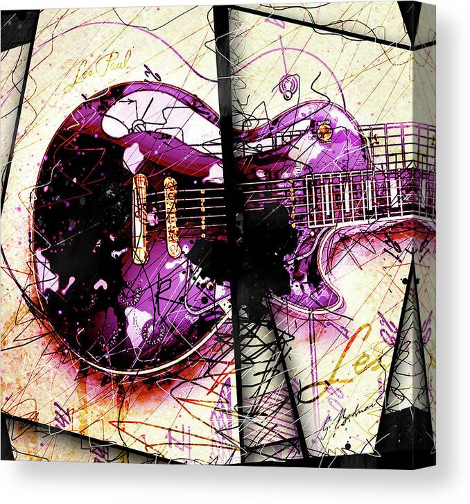 Guitar Art Canvas Print featuring the digital art Black Beauty C 2 by Gary Bodnar