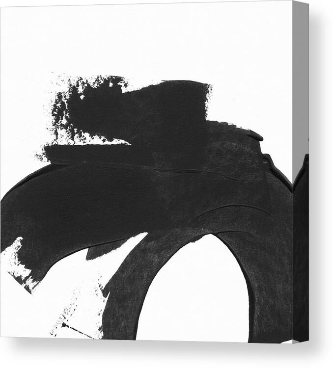 Abstract Canvas Print featuring the painting Black Brushstroke 4- Art by Linda Woods by Linda Woods