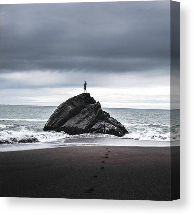 Wonderlustsanfrancisco Canvas Print featuring the photograph Black Sands Beach In Marin County, Ca by Jesse L