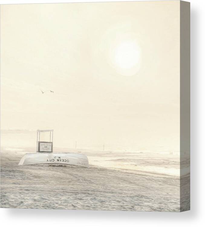 Beach Canvas Print featuring the mixed media Bleached Beach by Lori Deiter