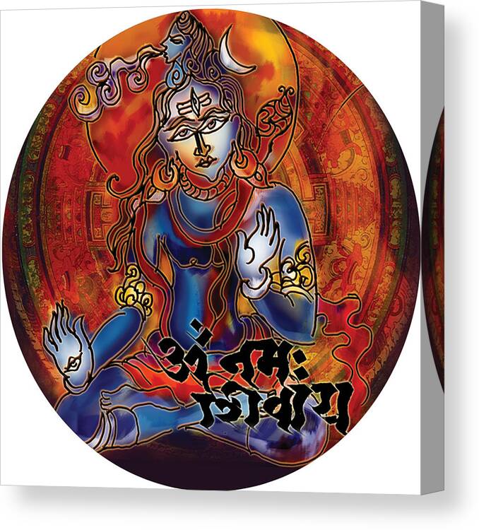  Canvas Print featuring the painting Blessing Shiva by Guruji Aruneshvar Paris Art Curator Katrin Suter
