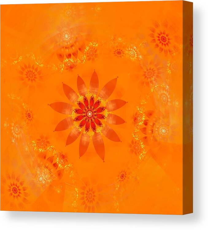 Fractal Canvas Print featuring the digital art Blossom in Orange by Richard Ortolano