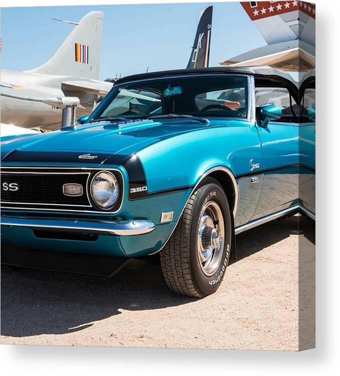 Arizona Canvas Print featuring the photograph Blue 350 Chevy Camaro SS by Michael Moriarty