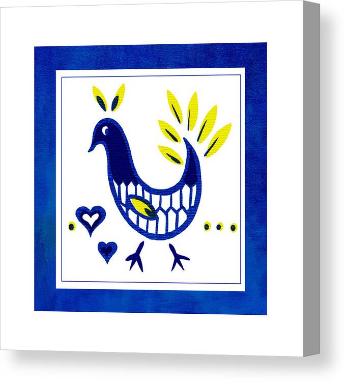 Digital Illustration Canvas Print featuring the drawing Blue Bird No1 by Bonnie Bruno