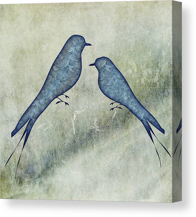Blue Birds Canvas Print featuring the painting Blue Birds 5 by Movie Poster Prints