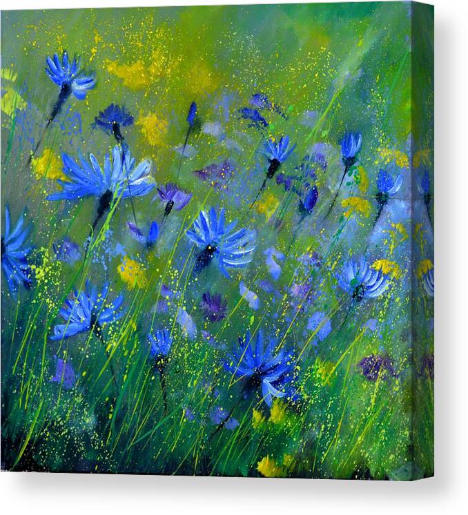 Canvas Picture Canvas Print Wall Art Cornflower with Ladybird NR 1300