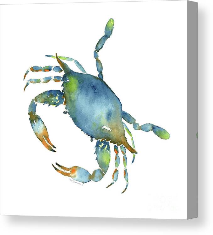 Crab Painting Canvas Print featuring the painting Blue Crab by Amy Kirkpatrick