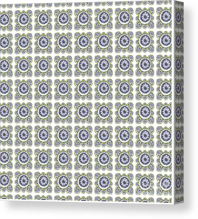 Stylized Pattern Canvas Print featuring the mixed media Blue Daisies by Ruth Dailey