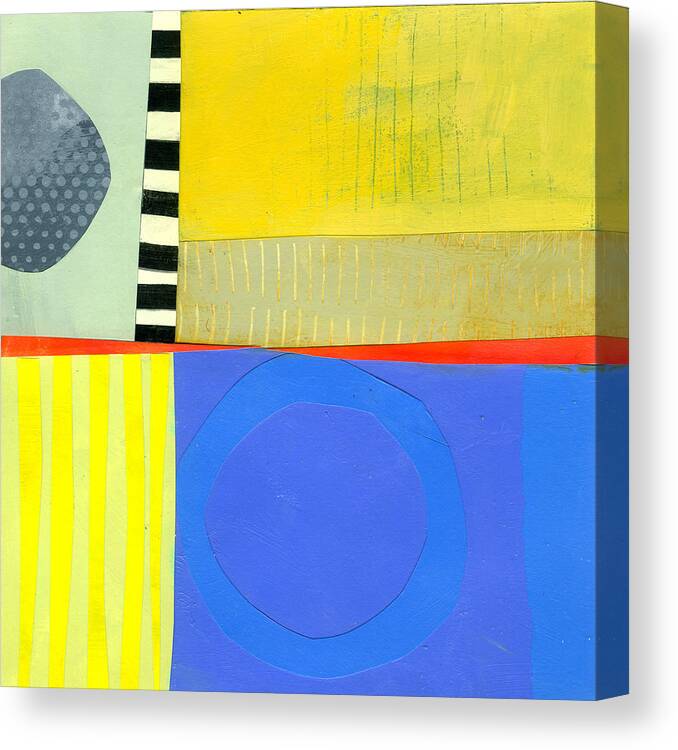 Abstract Art Canvas Print featuring the painting Blue Doughnut by Jane Davies