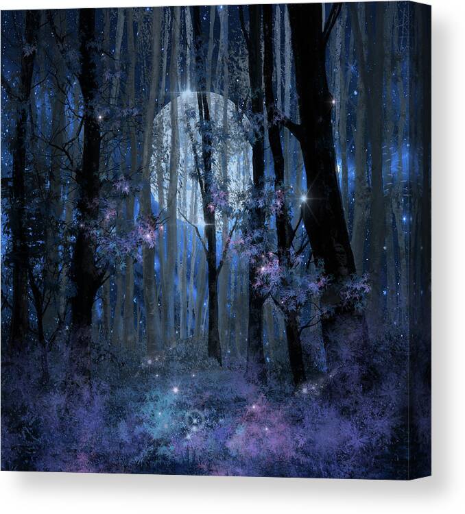 Forest Canvas Print featuring the painting Blue Forest by Bekim M