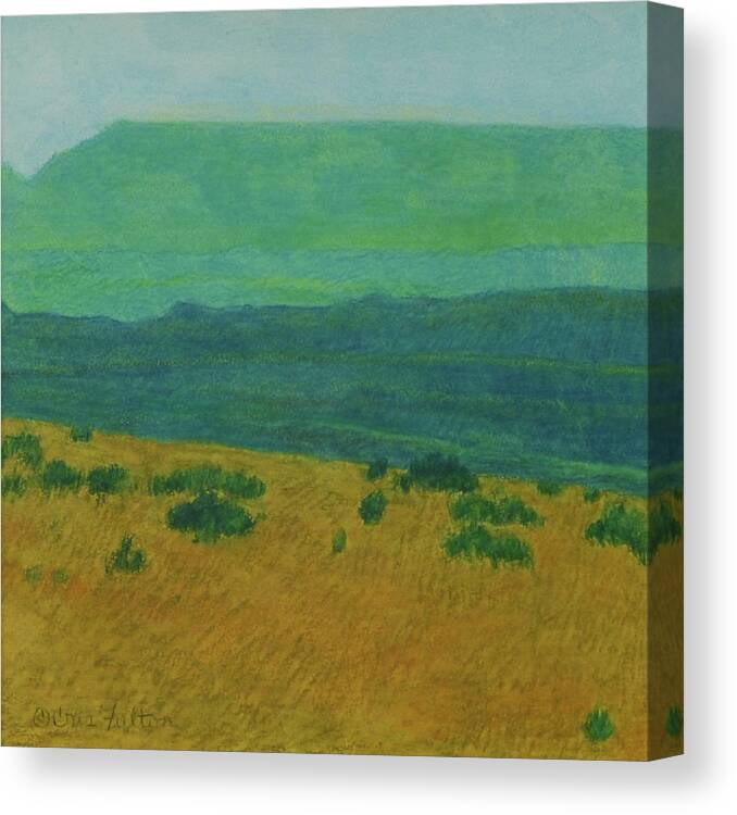 North Dakota Canvas Print featuring the painting Blue-Green Dakota Dream, 1 by Cris Fulton