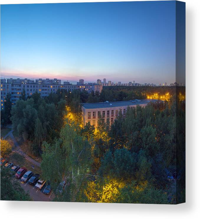 Hdr Canvas Print featuring the photograph Blue hour by Alexey Kljatov