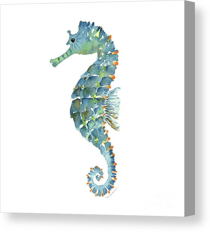Beach House Canvas Print featuring the painting Blue Seahorse by Amy Kirkpatrick