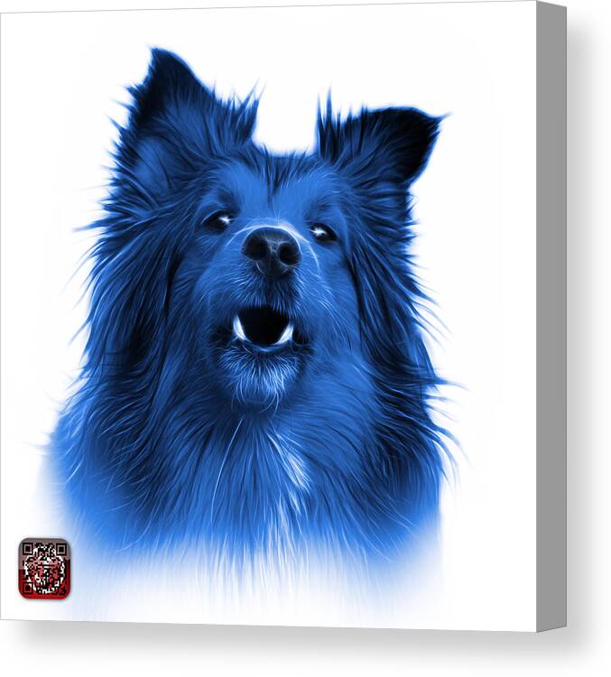 Sheltie Canvas Print featuring the painting Blue Sheltie Dog Art 0207 - WB by James Ahn