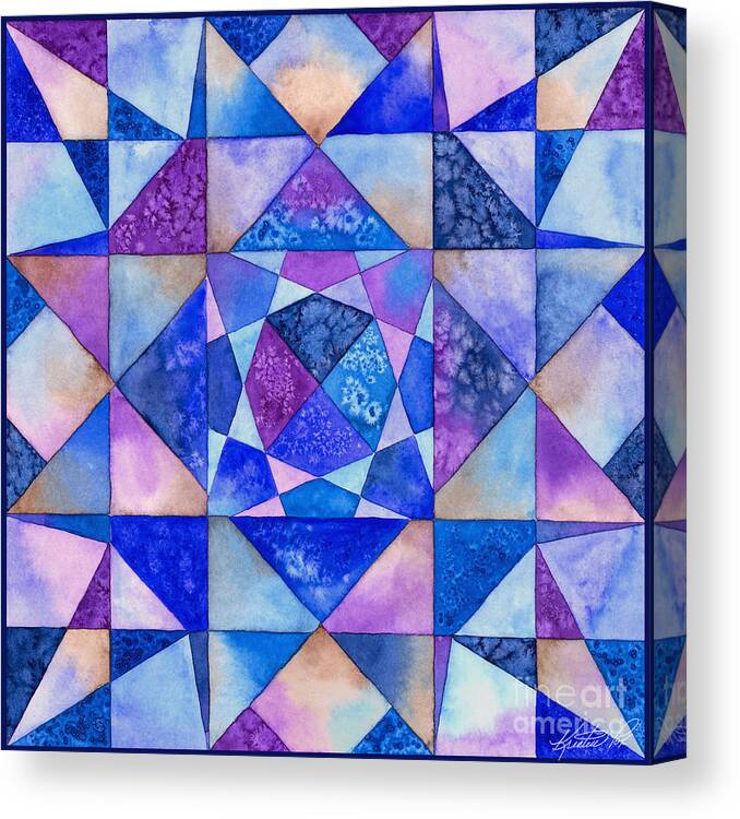 Artoffoxvox Canvas Print featuring the painting Blue Watercolor Quilt by Kristen Fox