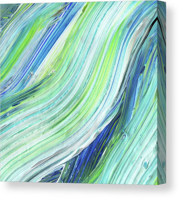 Abstract Canvas Print featuring the painting Blue Wave Abstract Art for Interior Decor IV by Irina Sztukowski
