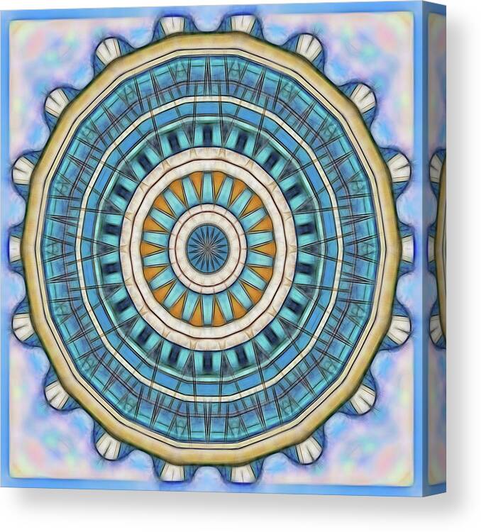Kaleidoscope Canvas Print featuring the digital art Blue Wheeler 1 by Wendy J St Christopher