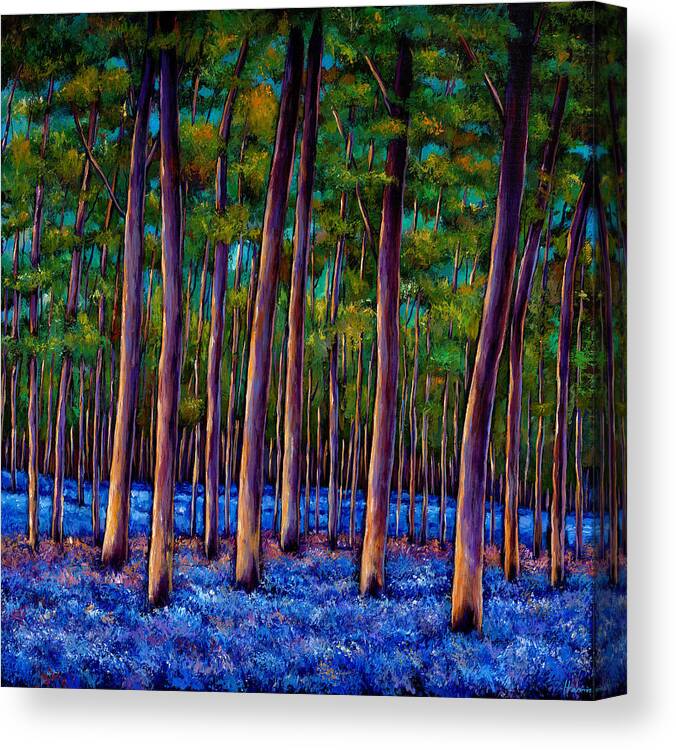 Landscape Canvas Print featuring the painting Bluebell Wood by Johnathan Harris