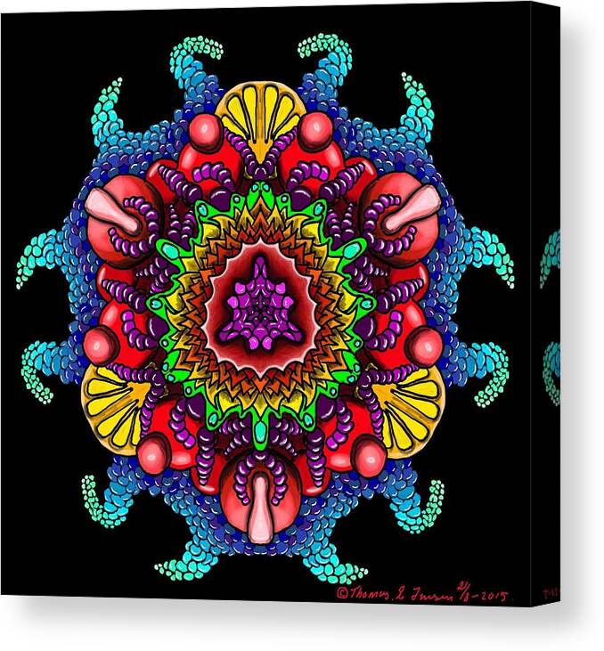 Psychedelic Canvas Print featuring the painting Blueberryflower by ThomasE Jensen