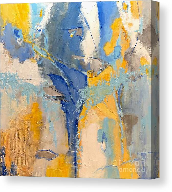 Abstract Canvas Print featuring the painting Bluebird by Mary Mirabal