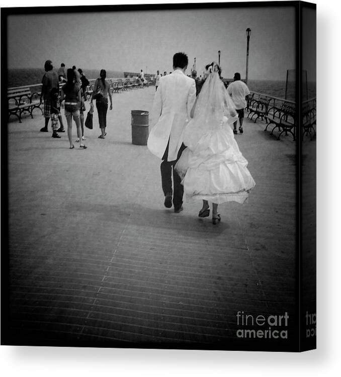 Bride Canvas Print featuring the photograph Boardwalk Nuptials by Onedayoneimage Photography