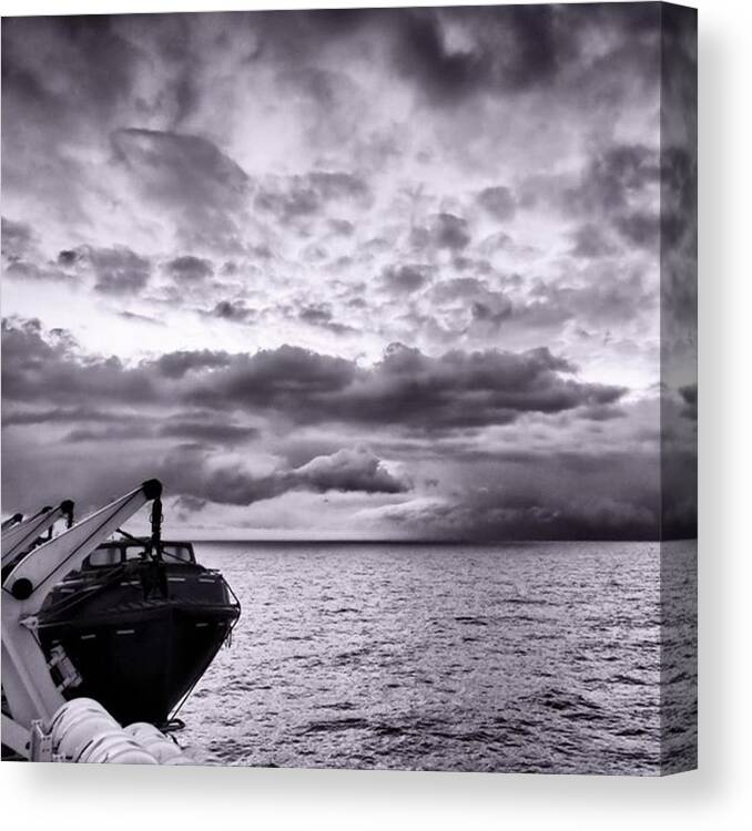 Clouds Canvas Print featuring the photograph #boat #cruise #sea #water #clouds by Elize Aurik